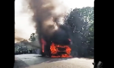 যশোরে যাত্রীবাহী বাসে আগুন