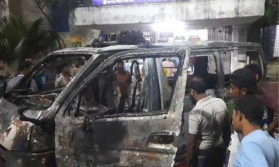 হাসপাতালের সামনে  অ্যাম্বুলেন্স বিস্ফোরণ  নারীসহ দগ্ধ ২