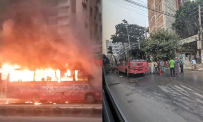 রাজধানীতে দুই বাসে আগুন