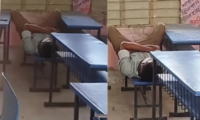 ক্লাস চলাকালে বেঞ্চে প্রধান শিক্ষকের ঘুম, ভিডিও ভাইরাল