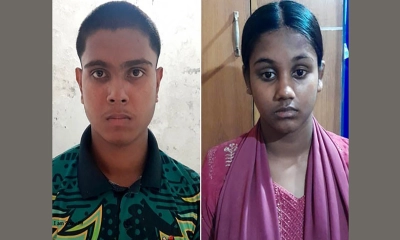আটককৃত তুহিন ইসলাম ও অপরাজিতার।  ছবি- রূপালী বাংলাদেশ