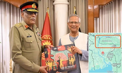 ইউনূস-মির্জার হাতে ‘বৃহত্তর বাংলাদেশ’ মানচিত্র, তোলপাড় ভারত