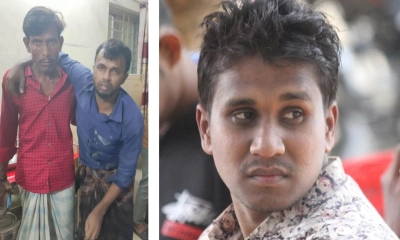 আহত সেচ্ছাসেবক দল নেতা সাহিদুর ও ডানে সেচ্ছাসেবক লীগ নেতা ইসমাইল। ছবি- রূপালী বাংলাদেশ