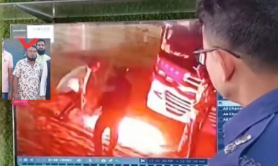 সিসিটিভি ফুটেজ, ইনসেটে গ্রেপ্তার আনোয়ার হোসেন।   ছবি- রূপালী বাংলাদেশ