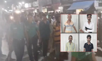 আটককৃত শাহিন, সজীব,  অপু, জাকির। ছবি- রূপালী বাংলাদেশ