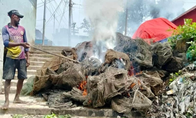তিতাস নদী থেকে বিপুল পরিমাণ অবৈধ জাল জব্দ