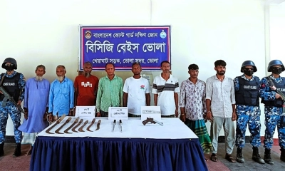ভোলায় অস্ত্রসহ ৮ ডাকাত গ্রেপ্তার