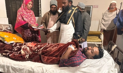 আহত জামায়াত নেতা রাসেদুল ইসলাম রাসেল। ছবি- রূপালী বাংলাদেশ