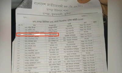 ৫১ সদস্য বিশিষ্ট কমিটিতে ৪ নাম্বারে নাম মৃত সাহিদের।     ছবি- সংগৃহীত