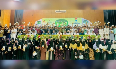 বড়লেখায় কৃতী শিক্ষার্থীদের সংবর্ধনা বাংলাদেশ ইসলামী ছাত্রশিবিরের। ছবি- রূপালী বাংলাদেশ