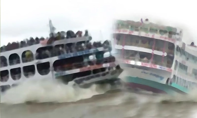 মেঘনায় দুই লঞ্চের সংঘর্ষ, নিহত ২