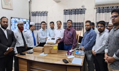 চাঁদপুর সরকারি জেনারেল হাসপাতালে এনডিএফের ইসিজি মেশিন প্রদান