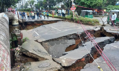 বৃষ্টিতে চট্টগ্রামে দেবে গেছে সড়ক, জলাবদ্ধতায় ভোগান্তি