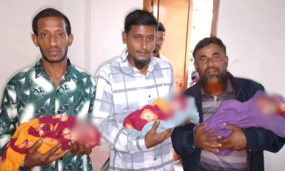 একসঙ্গে জন্ম নেওয়া তিন নবজাতক। ছবি- রূপালী বাংলাদেশ