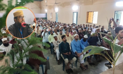 সম্মেলনে বক্তব্য দেন বাংলাদেশ জামায়াতে ইসলামীর সহকারী সেক্রেটারি দেলাওয়ার হোসেন। ছবি- রূপালী বাংলাদেশ