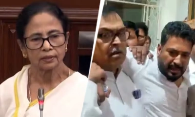 বিধানসভা থেকে টেনেহিঁচড়ে বের করা হলো বিজেপি নেতাকে