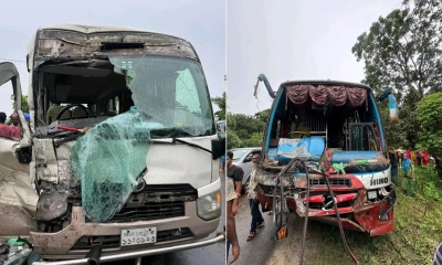 ইবির শিক্ষকবাহী কোস্টারের সাথে যাত্রীবাহী বাসের মুখোমুখি সংঘর্ষ