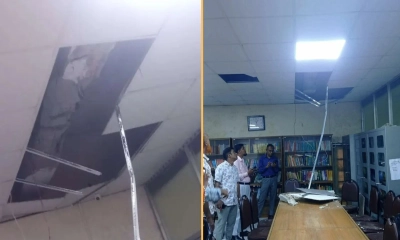 জবিতে ছাদের পলেস্তারা ধসে আহত ২, প্রশাসনের অবহেলার অভিযোগ
