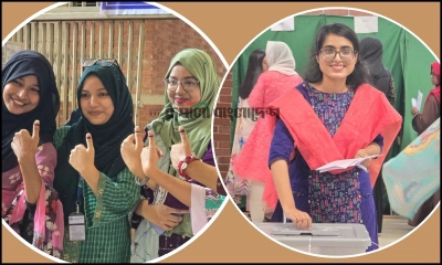 ভোট দিচ্ছেন শিক্ষার্থীরা। ছবি- রূপালী বাংলাদেশ