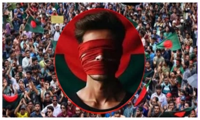 লাল কাপড় বেঁধে প্রতিবাদ শুরু করে আন্দোলনকারীরা
