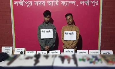 লক্ষ্মীপুরে বিপুল পরিমাণ অস্ত্র-গোলাবারুদসহ আটক ২