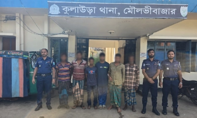 কুলাউড়ায় পুলিশের অভিযানে ৬ গরুচোর গ্রেপ্তার