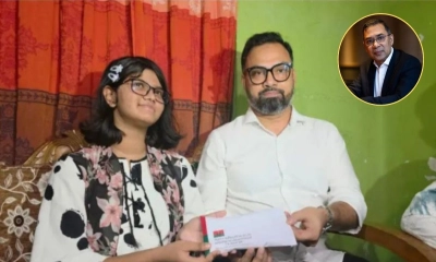 দাবা চ্যাম্পিয়ন মুনতাহার পাশে তারেক রহমান। ছবি- রূপালী বাংলাদেশ