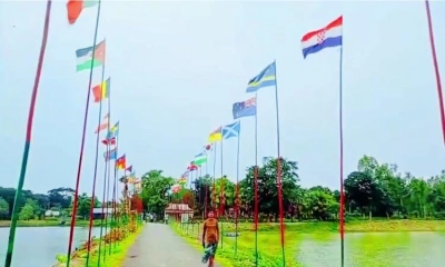 ৫২টি জাতীয় ও আন্তর্জাতিক পতাকায় সেজেছে ত্রিশালের সড়ক