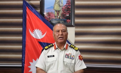 মঙ্গলবার সন্ধ্যায় নেপালিদের উদ্দেশে ভিডিওবার্তা দেন দেশটির সেনাপ্রধান জেনারেল অশোক রাজ সিগদেল। ছবি- সংগৃহীত