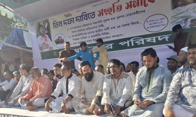 জাতীয় জাদুঘরের সামনে সমাবেশ অনুষ্ঠিত হয়। ছবি- সংগৃহীত