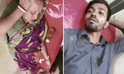 আহত রানী বালা ও তার দেবরের ছেলে। ছবি- রূপালী বাংলাদেশ