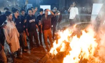 ঢাবিতে পিনাকী-ইলিয়াসের কুশপুত্তলিকা দাহ