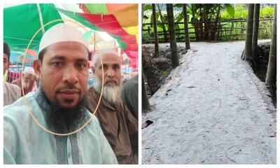 সরকারি রাস্তার বরাদ্দে ইউপি সদস্যের বাড়ির রাস্তা নির্মাণ