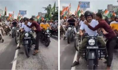 বিহারে রাহুল গান্ধীর নেতৃত্বে ‘ভোটার অধিকার যাত্রা’ চলাকালে এক সমর্থক তাকে চুমু খেয়ে বসেন। ছবি- সংগৃহীত