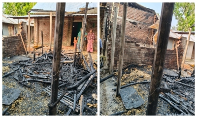 কয়েলের আগুনে বসতবাড়ি পুড়ে ছাই