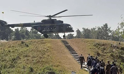 রাঙামাটির ২০ কেন্দ্রে হেলিকপ্টারে পাঠানো হলো ভোটের সরঞ্জাম