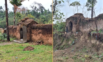 পাথরখেকোদের গ্রাসে বিলীন হচ্ছে জৈন্তিয়ার ৫০০ বছরের জাফলং রাজবাড়ী