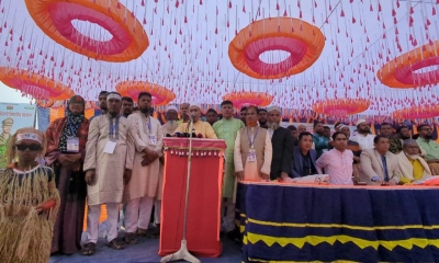 বক্তব্য দেন বিএনপির কেন্দ্রীয় নির্বাহী কমিটির সদস্য হাসান মামুন। ছবি- রূপালী বাংলাদেশ