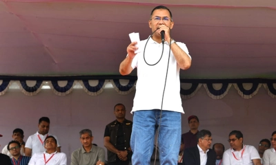 পাতলী খাল পুনঃখননের কাজ শুরুর পরে সমাবেশে কথা বলেন প্রধানমন্ত্রী তারেক রহমান। ছবি : সংগৃহীত