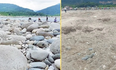 সিলেটের সাদা পাথর লুটের আগের ও পরের দৃশ্য। ছবি- সংগৃহীত