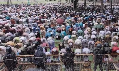 বৃষ্টির মধ্যেই শোলা‌কিয়ায় ঈদের বৃহৎ জামাত অনুষ্ঠিত