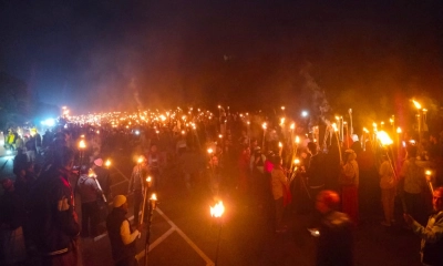 ঢাকা-ভাঙ্গা হাইওয়ে এক্সপ্রেসওয়ে বিএনপি নেতা কামাল জামান মোল্লার সমর্থকদের মশাল মিছিল। ছবি- রূপালী বাংলাদেশ