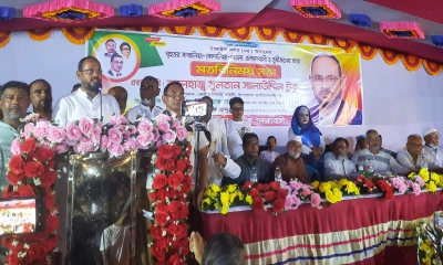 এলাকাবাসী আয়োজিত সুধীজনের সাথে মতবিনিময় সভায় কথা বলেন সুলতান সালাউদ্দিন টুকু।  ছবি- রূপালী বাংলাদেশ