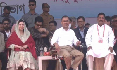 রাজশাহীতে সমাবেশ মঞ্চে তারেক রহমান