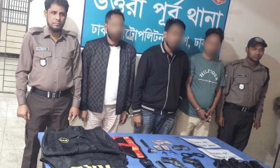 রাজধানীতে ডাকাতির প্রস্তুতিকালে পিস্তল ও গুলিসহ তিন ডাকাত গ্রেপ্তার