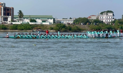 মেঘনা নদীতে নৌকা  বাইচ প্রতিযোগিতা
