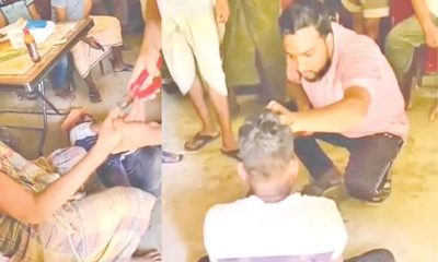 চুরির অভিযোগে দুই তরুণকে মধ্যযুগীয়  কায়দায় নির্যাতন