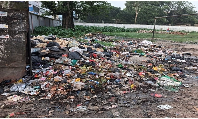 স্কুলের পাশে ময়লার ভাগাড়, স্বাস্থ্যঝুঁকিতে শিক্ষার্থীরা