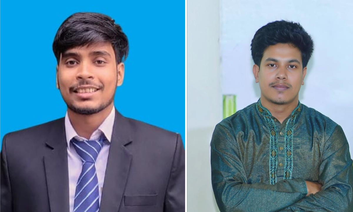 নবগঠিত কমিটির সভাপতি আল মুরাদ (বামে) সাধারণ সম্পাদক মেহেদী হাসান হিমেল (ডানে)। ছবি- রূপালী বাংলাদেশ