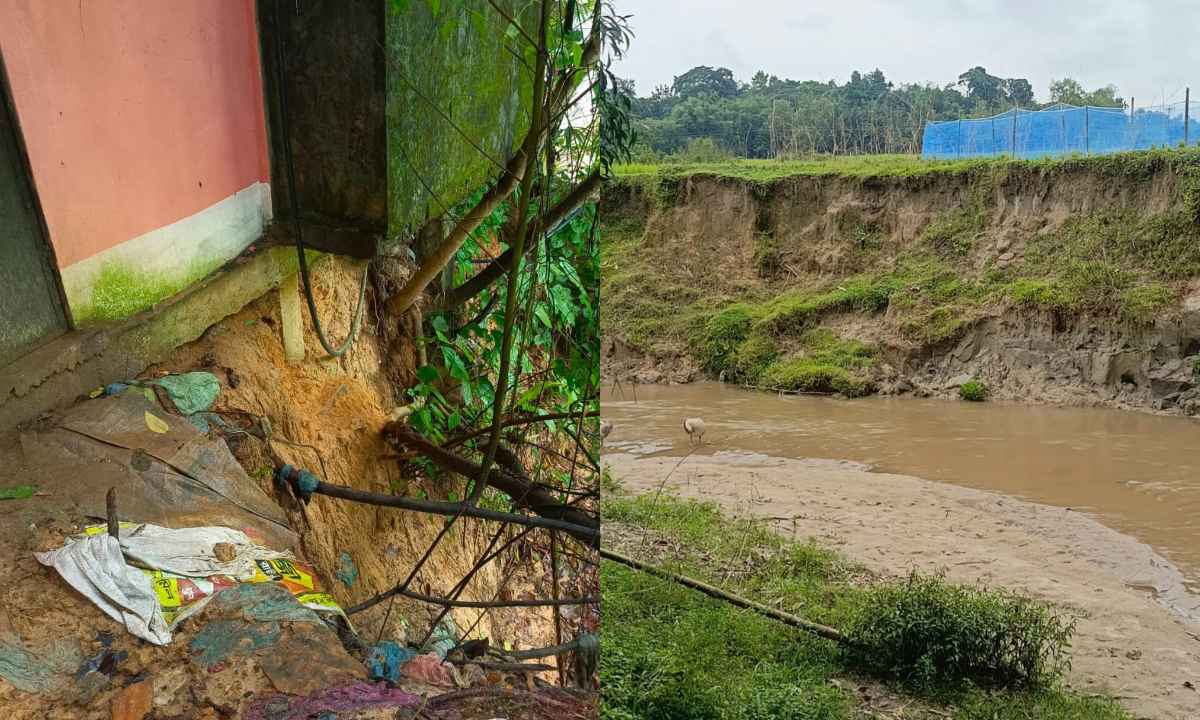 অবৈধ বালু উত্তোলন : ঝুঁকিতে ফসলি জমি, মসজিদ-বসতবাড়ি। ছবি- রূপালী বাংলাদেশ